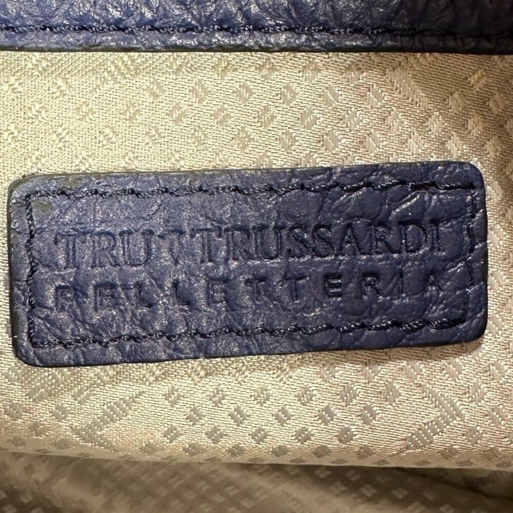 Tru Trussardi Flap Front Satchel Convertible Crossbody Leather Bag NWOT - Picture 9 of 12
